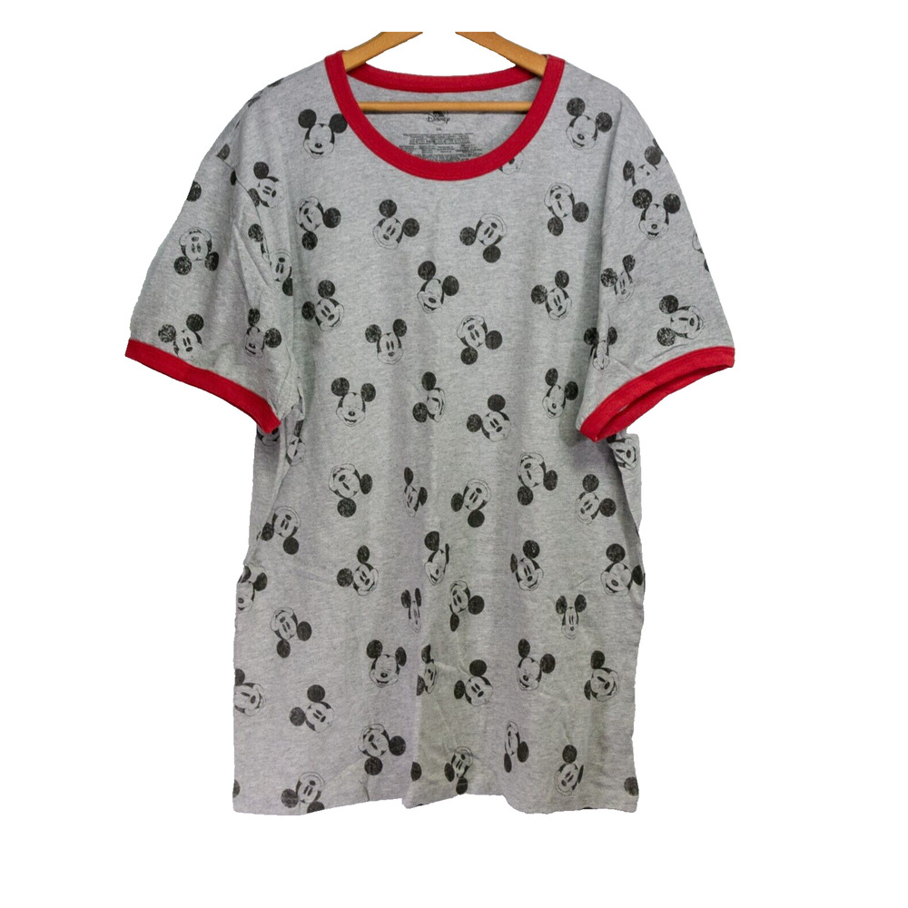 Women's Plus 2X Mickey Mouse Short Sleeve T-Shirt XXL DISNEY Gray Cotton Blend